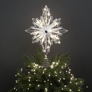 Светящаяся елочная верхушка Сияние Капеллы 39 см серебряная, 30 теплых белых LED ламп Kurts Adler фото 1