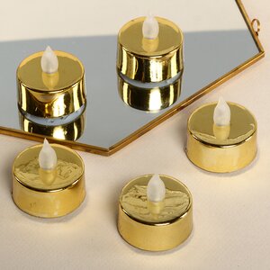 Чайная светодиодная свеча Золотой Глянец 4 см, янтарное пламя, батарейка Koopman фото 2