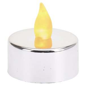 Чайная светодиодная свеча Серебряный Глянец, 4 см, янтарное пламя, батарейка