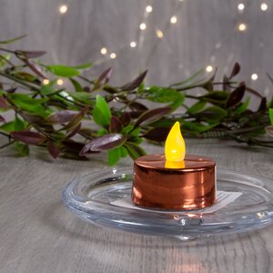 Чайная светодиодная свеча Красный Глянец, 4 см, янтарное пламя, батарейка Koopman фото 2