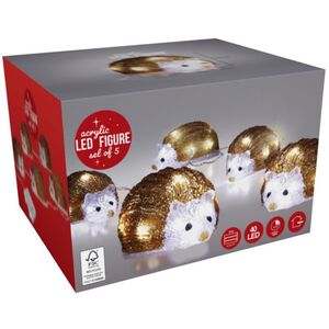 Набор светодиодных фигурок Ежики из Келлингтона 13 см, 40 теплых белых LED ламп, 5 шт, на батарейках, таймер, IP44 Koopman фото 2