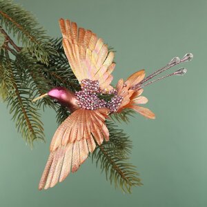 Елочное украшение Колибри Белла фон Сантьяго 18 см, розовая, клипса Goodwill фото 2