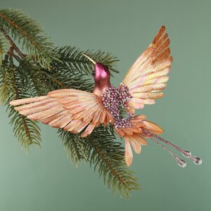 Елочное украшение Колибри Белла фон Сантьяго 18 см, розовая, клипса Goodwill фото 1