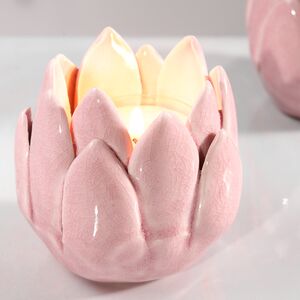 Керамический подсвечник Цветок Иммаколета 7 см пудрово-розовый Koopman фото 5