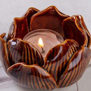 Керамический подсвечник Lotus 9 см махагон Koopman фото 4