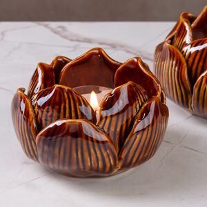 Керамический подсвечник Lotus 9 см махагон Koopman фото 1