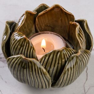 Керамический подсвечник Лотос 9 см темно-оливковый Koopman фото 4