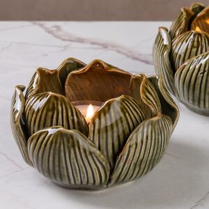 Керамический подсвечник Лотос 9 см темно-оливковый Koopman фото 1