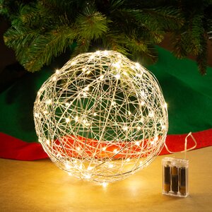 Светящийся шар Сириус 18 см, 30 теплых белых LED ламп, серебряная проволока, батарейки, IP20 Koopman фото 2