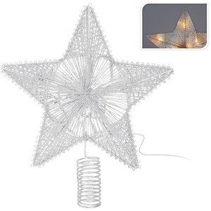 Светодиодная Звезда на елку Риальто 30 см серебряная с теплой белой LED подсветкой, на батарейках Koopman фото 1