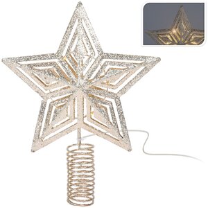 Светодиодная Звезда на елку Остерра 20 см шампань с теплой белой LED подсветкой, на батарейках Koopman фото 1