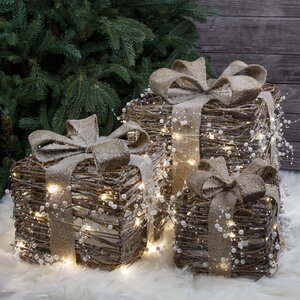 Светящиеся подарки под елку Сюрприз Фабио 17-30 см, 3 шт, теплые белые LED лампы, на батарейках, IP20 Koopman фото 1