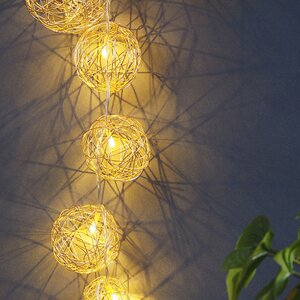 Декоративная гирлянда Фаусто 90 см золотая, 8 шариков с теплым белым свечением, на батарейках, IP20 Koopman фото 2