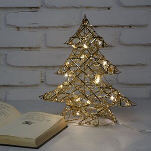 Светодиодная фигура Елка Констансия - Golden Gloss 30 см, 20 теплых белых LED ламп, на батарейках, IP20 Koopman фото 2