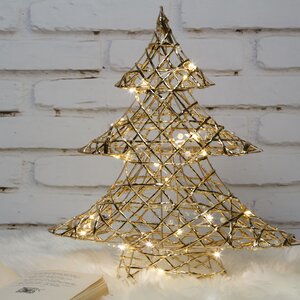 Светодиодная фигура Елка Констансия - Golden Gloss 40 см, 30 теплых белых LED ламп, на батарейках, IP20 Koopman фото 1