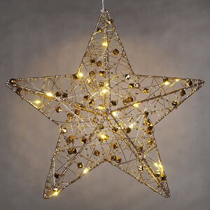Подвесной светильник Звезда Уиллоби - Golden Diamonds 30 см, 20 теплых белых LED ламп, таймер, на батарейках Koopman фото 1