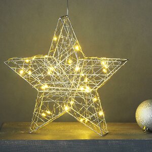 Светодиодная фигура Звезда Монтелло Сильвер 30 см, 30 теплых белых LED, таймер, на батарейках Koopman фото 1