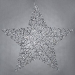 Светодиодная звезда Монтелло Сильвер 40 см, 30 теплых белых LED, таймер, на батарейках Koopman фото 2