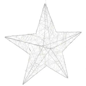 Светодиодная звезда Монтелло Сильвер 40 см, 30 теплых белых LED, таймер, на батарейках Koopman фото 3