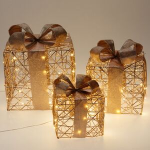 Светодиодные подарки Totland 17-30 см, 3 шт, 90 теплых белых LED ламп, таймер, на батарейках, IP20 Koopman фото 1