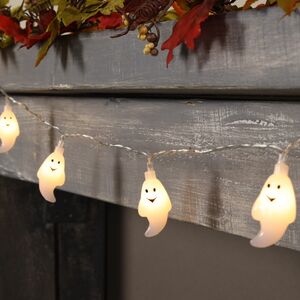 Светодиодная гирлянда на батарейках Хэллоуинские Привидения 1.35 м, 10 теплых белых LED ламп, прозрачный ПВХ, IP20 Koopman фото 1