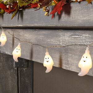 Светодиодная гирлянда на батарейках Хэллоуинские Привидения 1.35 м, 10 теплых белых LED ламп, прозрачный ПВХ, IP20 Koopman фото 5