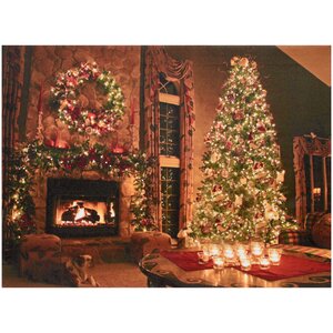 Картина с подсветкой Уютное Рождество 38*28 см с оптоволоконной и LED подсветкой, на батарейках, IP20