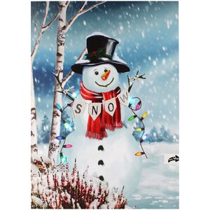 Светодиодная картина Снеговик Джеффри - Да здравствует Новый Год! 40*30 см, на батарейках