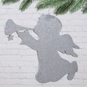 Игрушка для уличной елки Рождественский Ангел 25 см серебряный, пеноплекс МанузинЪ фото 1