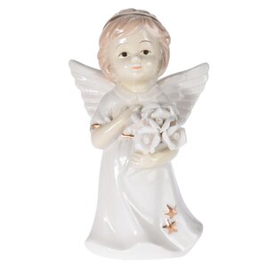 Фарфоровая статуэтка Цветочный Ангел 14 см белый Koopman фото 1