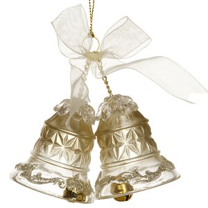 Елочное украшение "Колокольчики хрустальные с бантиком", 8*5 см, жемчужный с золотом Holiday Classics фото 1