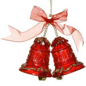 Елочное украшение Колокольчики Хрустальные с Бантиком 8*5 см красные Holiday Classics фото 1