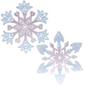 Елочная игрушка Снежинка - Русские Узоры 13*11 см прозрачный с голубым, подвеска Holiday Classics фото 1