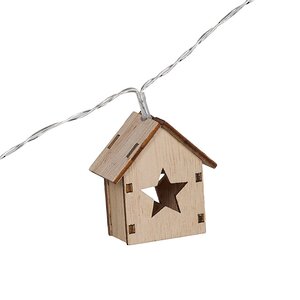 Светодиодная гирлянда Домики Фарелл - Звезды 1.33 м, 10 теплых белых LED ламп, на батарейках, прозрачный ПВХ, IP20 Koopman фото 6