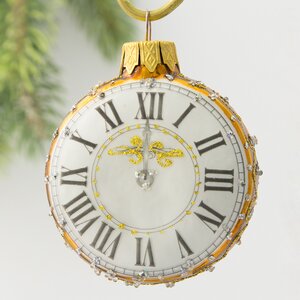 Стеклянная елочная игрушка Часы - Новогодний отсчет 8 см, подвеска Коломеев фото 1