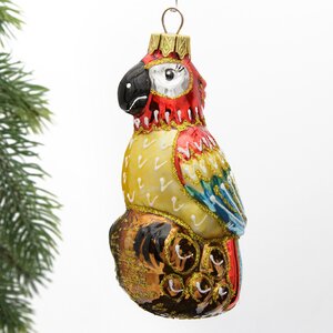 Стеклянная елочная игрушка Попугай Юджи 12 см, подвеска Коломеев фото 1