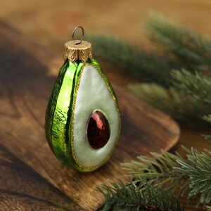 Стеклянная елочная игрушка Авокадо 9 см зеленое, подвеска Коломеев фото 3