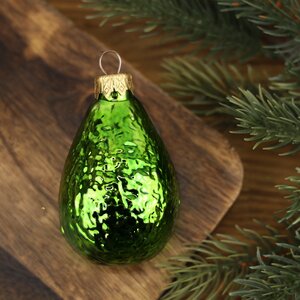 Стеклянная елочная игрушка Авокадо 9 см зеленое, подвеска Коломеев фото 4