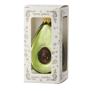 Стеклянная елочная игрушка Авокадо 9 см темно-зеленое, подвеска Коломеев фото 5