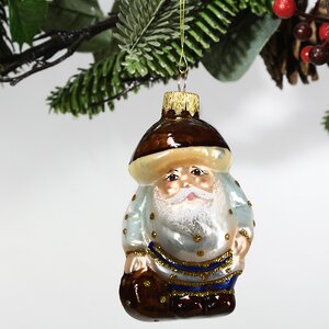 Стеклянная елочная игрушка Дедушка Грибок 9 см, подвеска Коломеев фото 1