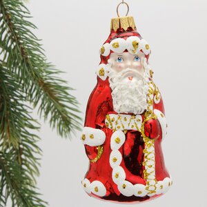 Стеклянная ёлочная игрушка Дед Мороз - Волшебник из Великого Устюга 12 см, подвеска