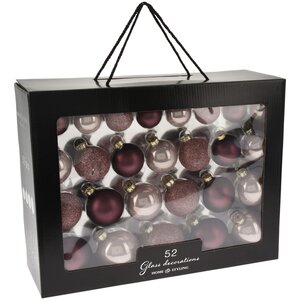 Набор стеклянных елочных шаров Rosawelle - Burgundy Pearl, 4-7 см, 52 шт Koopman фото 1