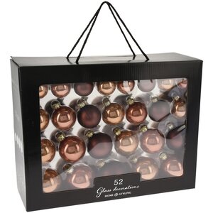 Набор стеклянных елочных шаров Rosawelle - Chocolate Muss, 4-7 см, 52 шт