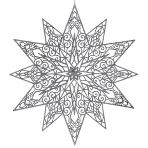 Подвесное новогоднее украшение Снежинка Эсме 50 см серебряная Koopman фото 1