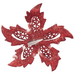 Искусственная пуансеттия Danielius 12 см, 3 шт, красная, клипса Koopman фото 4