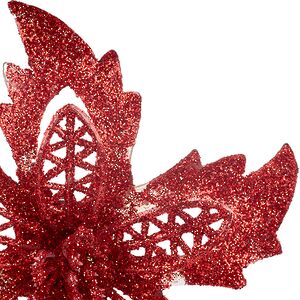 Искусственная пуансеттия Danielius 12 см, 3 шт, красная, клипса Koopman фото 2