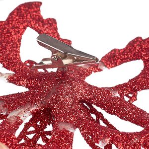 Искусственная пуансеттия Danielius 12 см, 3 шт, красная, клипса Koopman фото 5