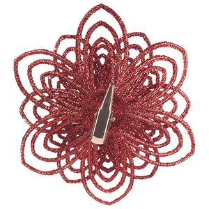 Искусственная пуансеттия Johanna 12 см, 3 шт, красная, клипса Koopman фото 4