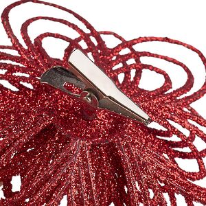 Искусственная пуансеттия Johanna 12 см, 3 шт, красная, клипса Koopman фото 5