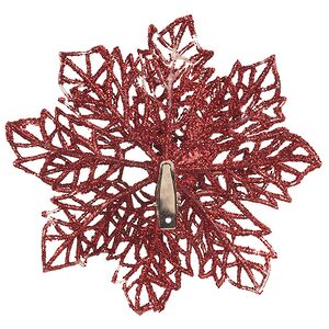 Искусственная пуансеттия Harwelle 12 см, 3 шт, красная, клипса Koopman фото 4